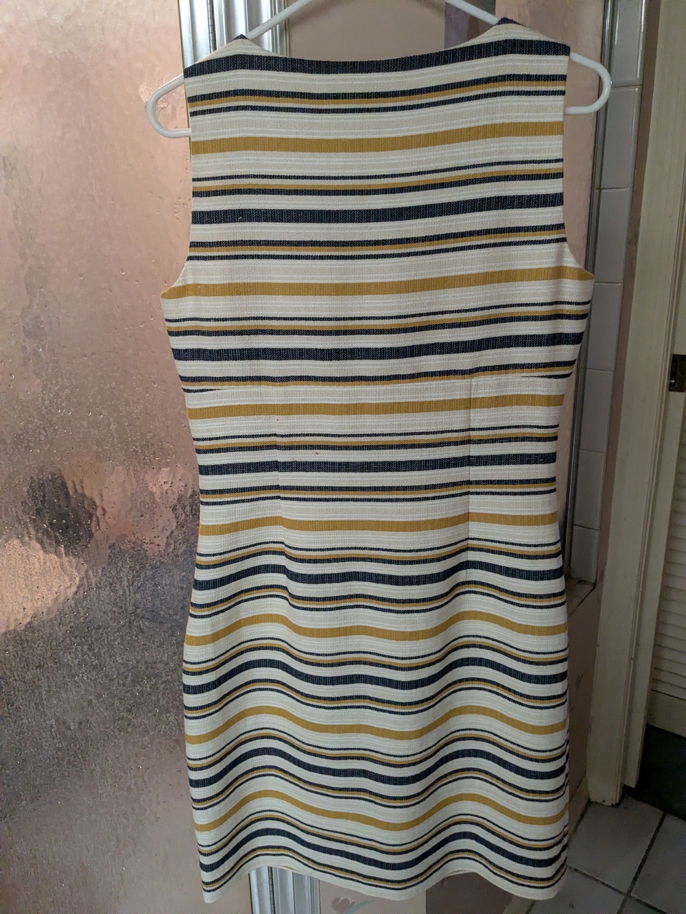 Vintage Brooks Brothers Yellow, Cream & Navy Striped Knot-Front Dress Size 8 - Picture 4 of 7